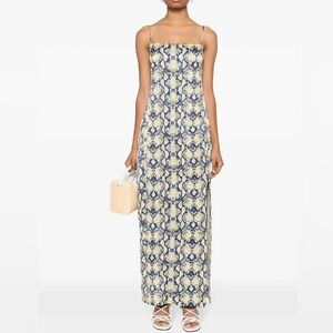 Never worn Ganni crinkled satin snakeskin dress